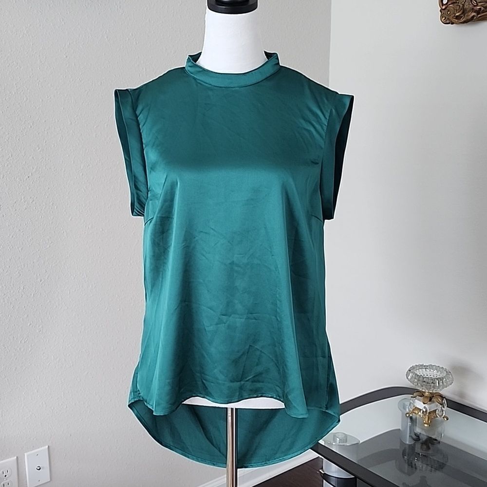 SHEIN Draped Backless Satin Blouse
